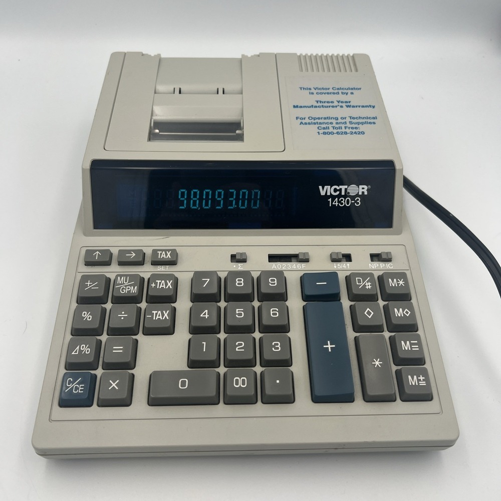 Victor 1430-3 12 Digit Display Heavy Duty Commercial Printing Calculator - Works